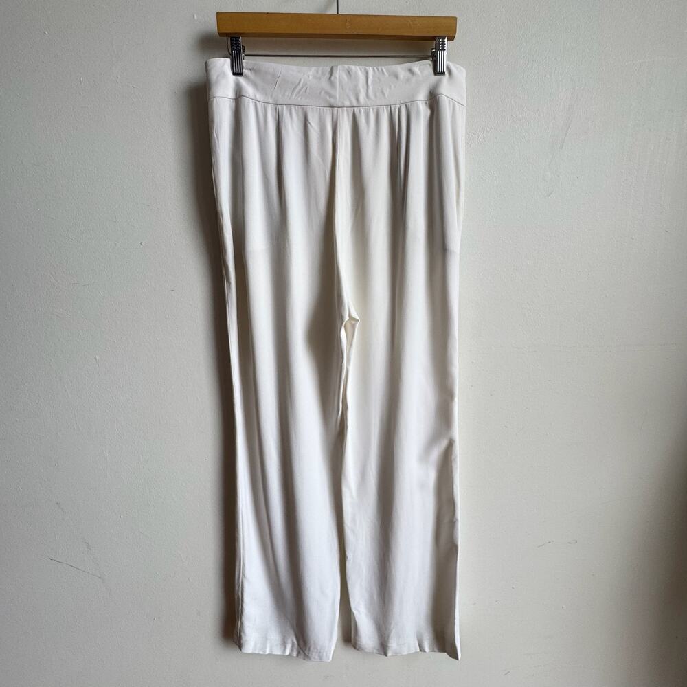 LANVIN PARIS White Crepe Wide-leg Pants - Picture 3 of 9